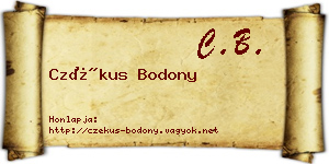 Czékus Bodony névjegykártya